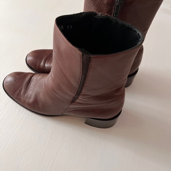 Cole Haan Chocolate Leather Ankle Boots - Picture 2 of 8